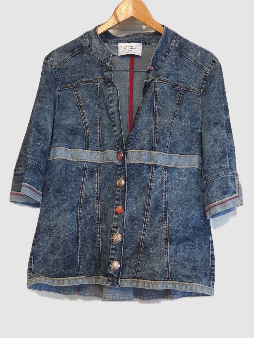 ELISA CAVALETTI DENIM BUTTON DOWN JACKET, XL, MADE IN ITALY